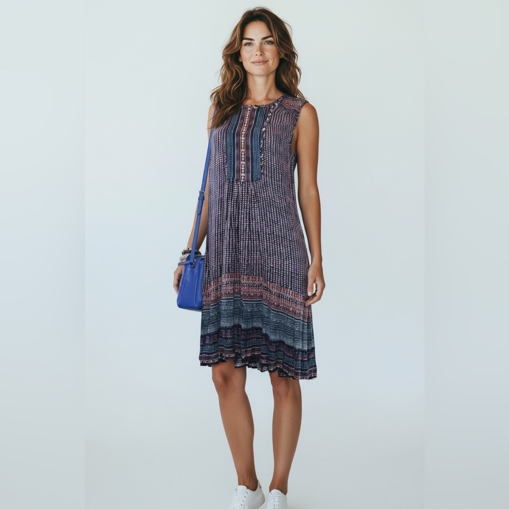 BCBGMAXAZRIA Yulissa Sleeveless Patterned Boho Dress Sz XS